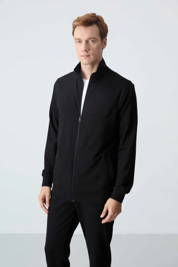 Tommylife Wholesale Casual Fit Basic Men's Tracksuit Set 85260 Black