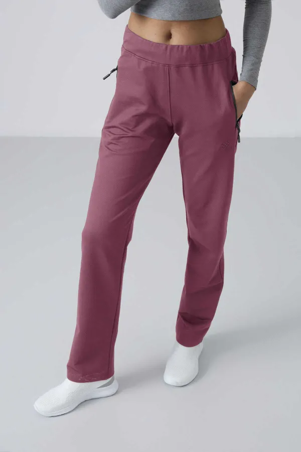 Pantalon de survêtement Tommylife Wholesale Soft Cherry pour femme, avec poches zippées, coupe confortable et jambes classiques - 94195