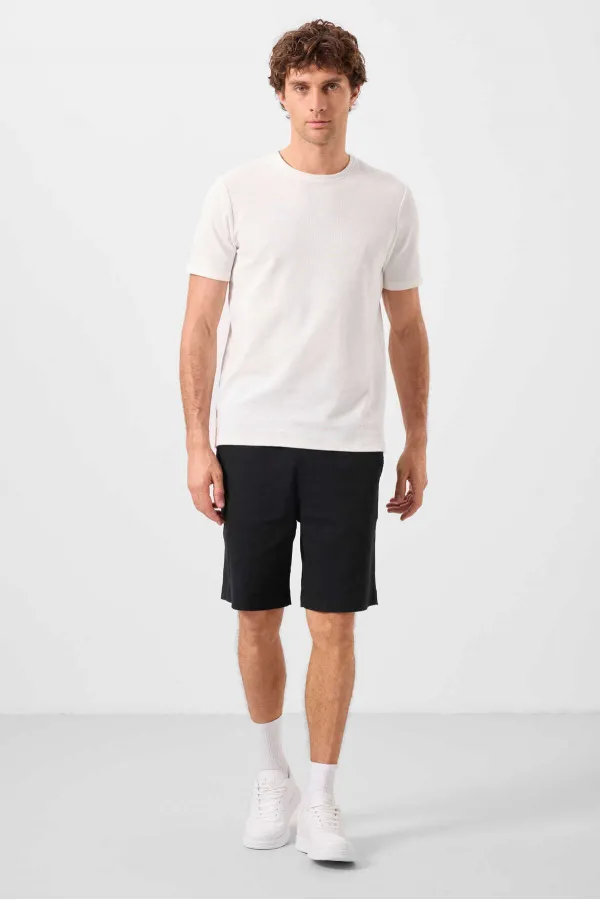 Short chino extensible léger, coupe standard, tissé, Tommylife Wholesale, noir, référence 81289