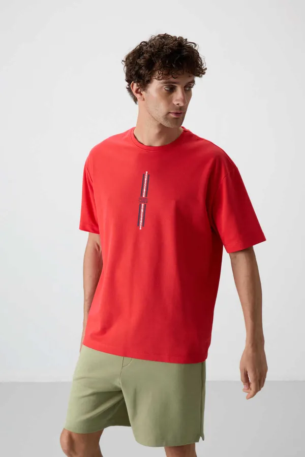Tommylife Toptan O Yaka Oversize Baskılı Erkek T-Shirt 88366 Fiesta