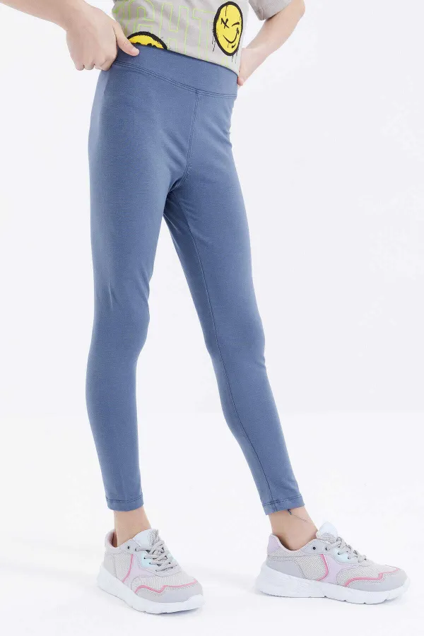 Leggings Tommylife pour filles, taille haute, coupe slim, couleur pétrole - 75047