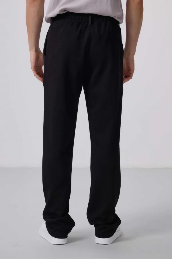 Pantalon Palazzo confortable texturé pour homme Tommylife en gros 82163 Noir