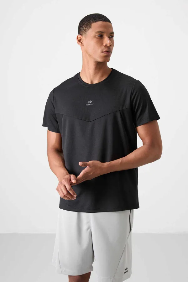 Tommylife Toptan O Yaka Standart Kalıp Aktif Spor Erkek T-Shirt 88391 Siyah