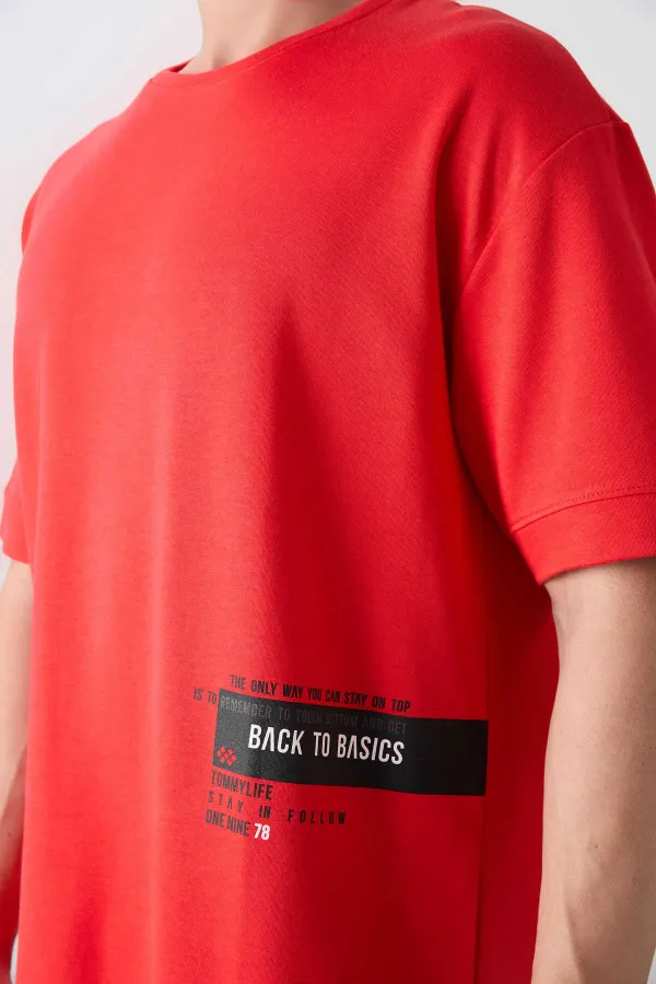 Tommylife Wholesale Crew Neck Oversize Printed Men's T-Shirt 88322 Fiesta