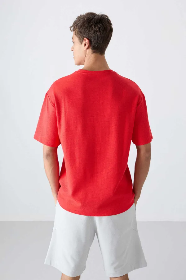 Tommylife Wholesale Crew Neck Oversize Printed Men's T-Shirt 88336 Fiesta