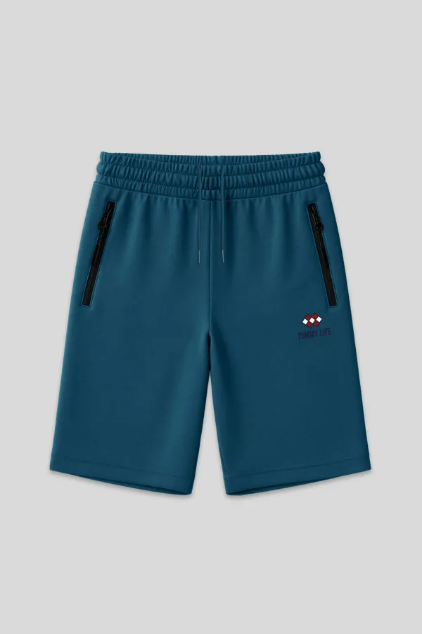 Short Tommylife en gros, indigo, grande taille, poche zippée, coupe standard, pour homme - 81151