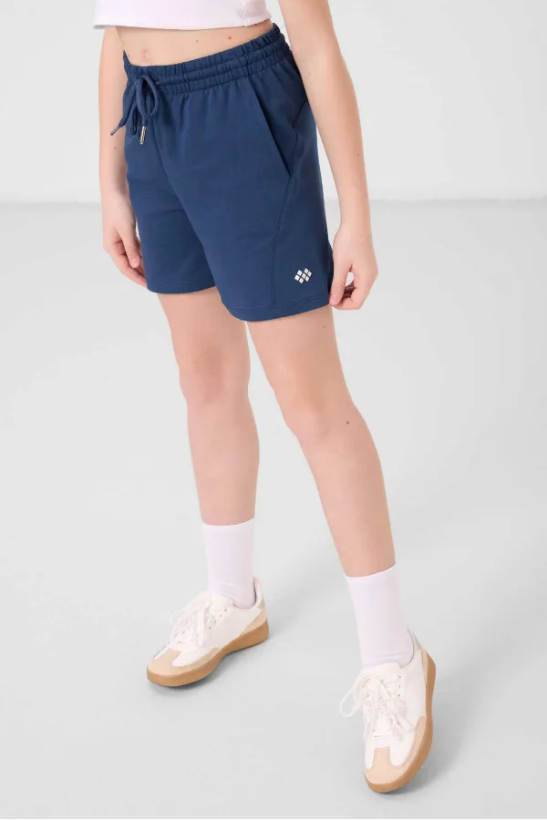Ensemble short basique pour fille Tommylife en coton doux texturé, coupe standard, référence 75184, couleur écru, Parlement