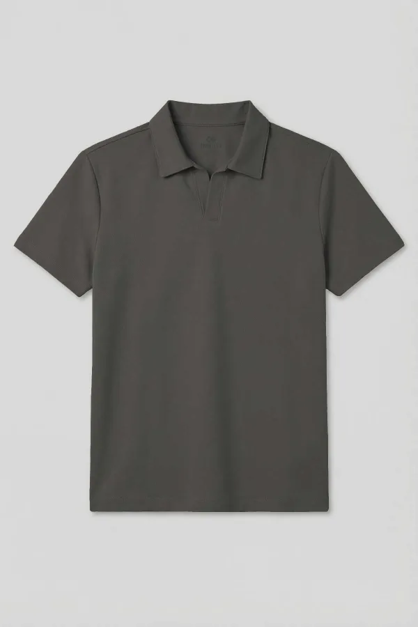 T-shirt polo kaki Tommylife pour homme, coupe confortable, texture douce, col polo - 88496