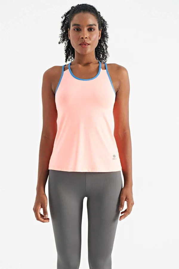 Débardeur de sport pour femme Tommylife, rose pâle, dos à double bretelle, coupe standard - 97258