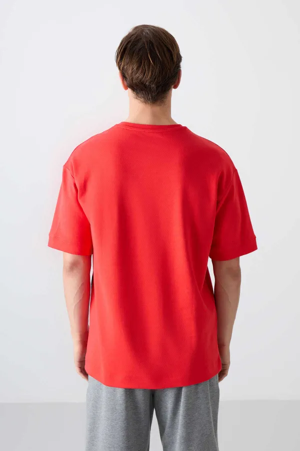 Tommylife Wholesale Crew Neck Oversize Printed Men's T-Shirt 88322 Fiesta