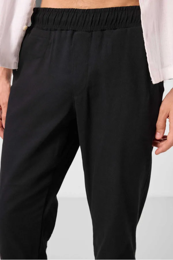 Pantalon chino extensible léger tissé coupe standard Tommylife Wholesale pour homme 82177 Noir