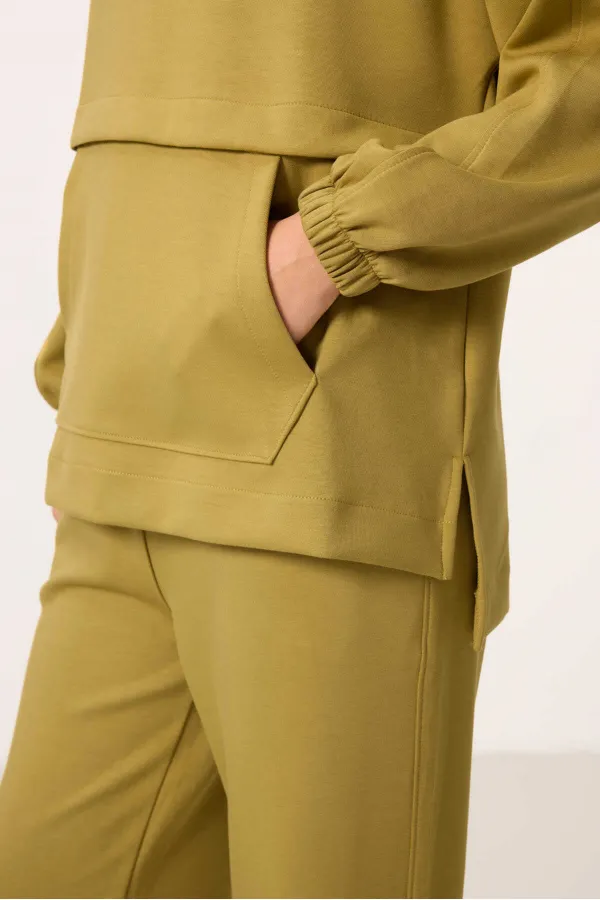 Ensemble tunique de survêtement oversize à capuche et texture douce Tommylife pour femme - 95348 Moutarde foncé