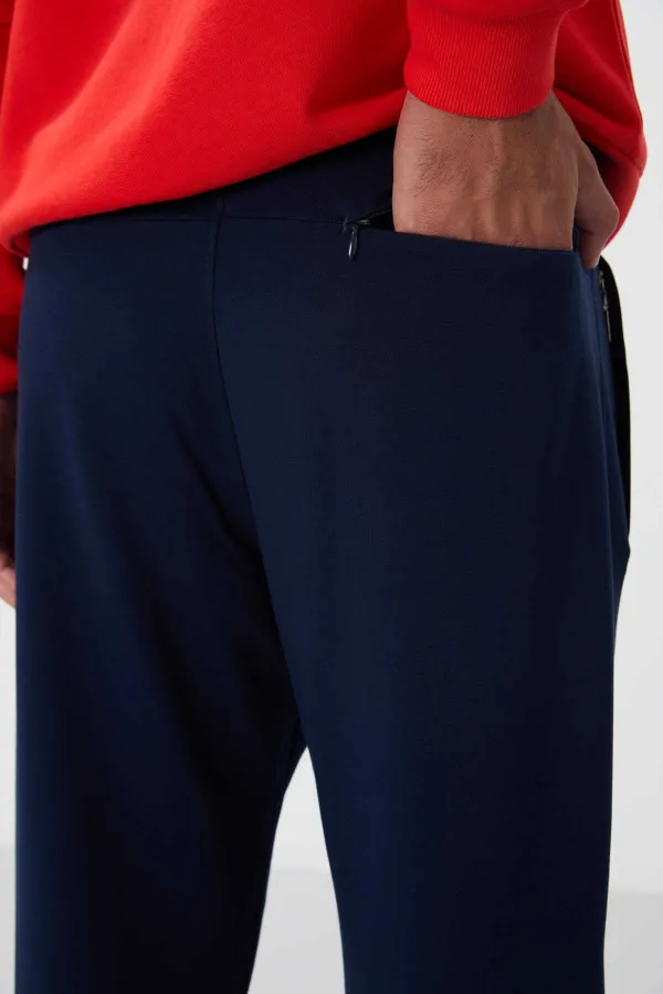 Tommylife Toptan Dar Kalıp Klasik Paça Erkek Eşofman Alt 84669 İndigo