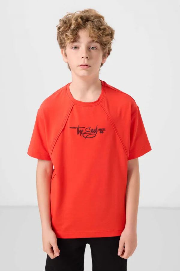 Tommylife Toptan Pamuklu Yumuşak Dokulu Oversize Fit Baskılı Erkek Çocuk T-Shirt 11285 Fiesta