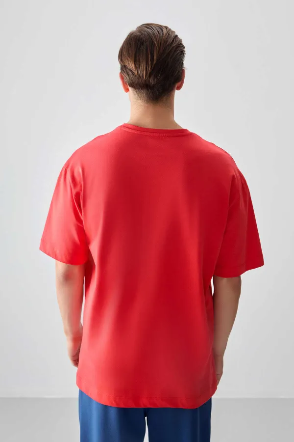 Tommylife Wholesale Crew Neck Oversize Printed Men's T-Shirt 88359 Fiesta