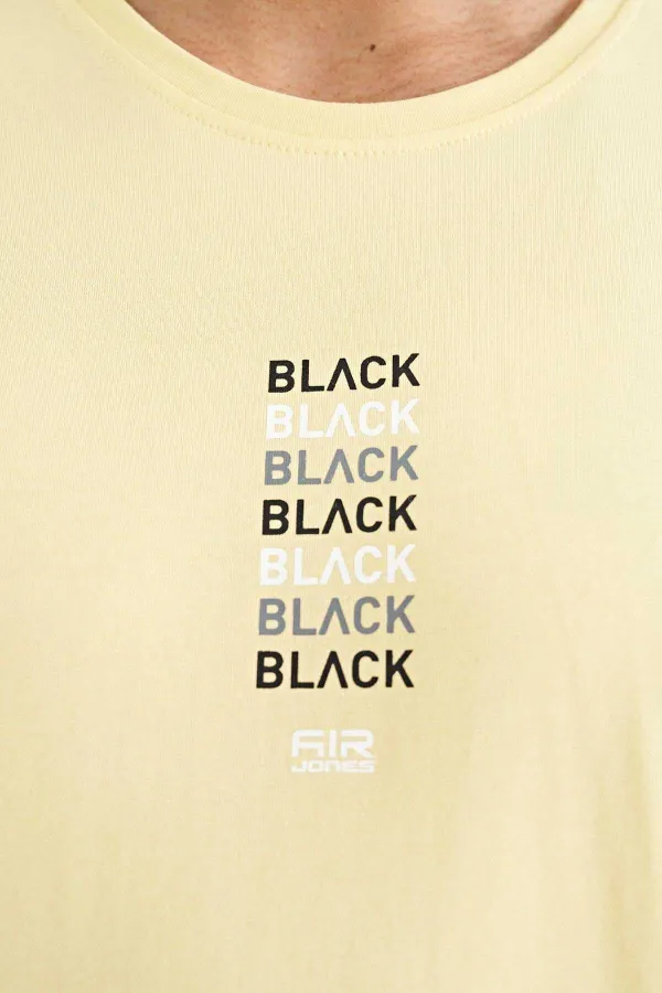 T-shirt homme imprimé Tommylife Wholesale Tylor, col rond, coupe standard, jaune, référence 88227