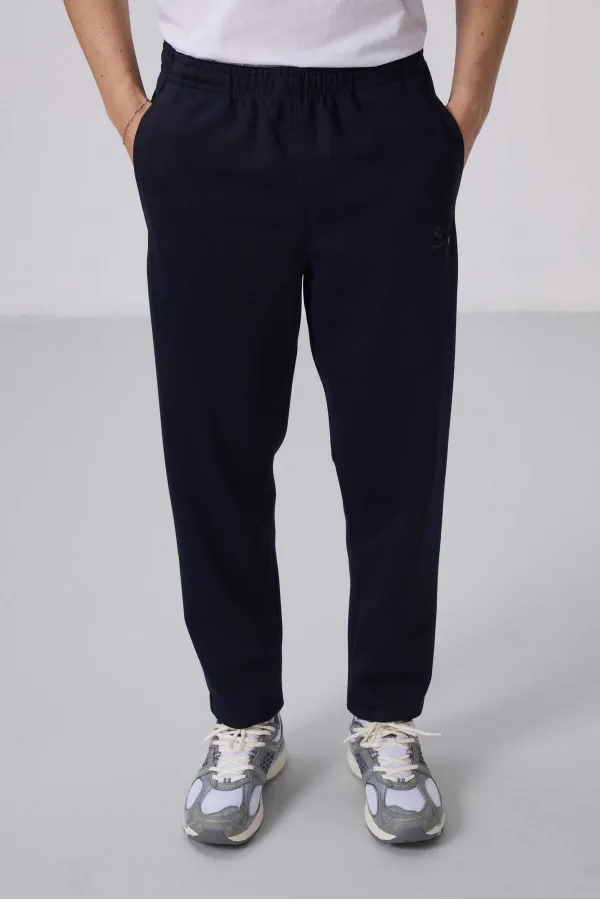 Tommylife Wholesale Textured Surface Comfortable Fit Men's Tracksuit Set 85273 Navy Blue