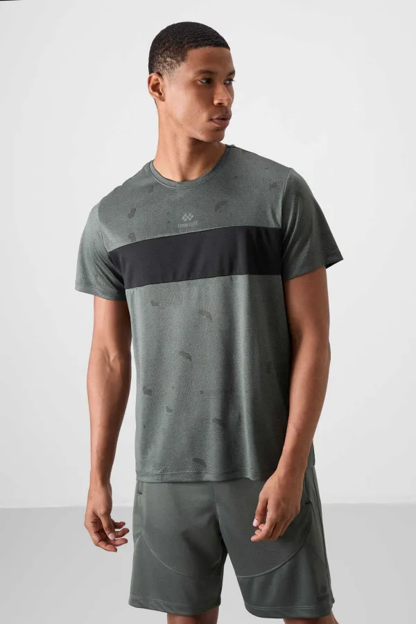 Tommylife Toptan O Yaka Standart Kalıp Aktif Spor Erkek T-Shirt 88398 Haki