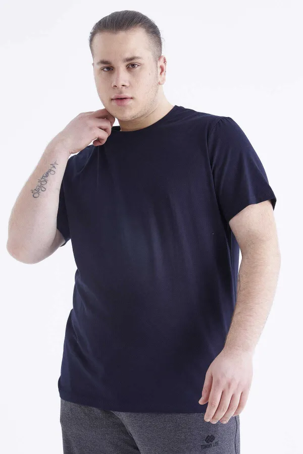 T-shirt homme Tommylife, bleu marine, manches courtes, col rond, grandes tailles - 88072