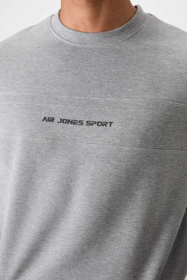 Tommylife Toptan Rahat Kalıp Baskılı Erkek Eşofman Takım 85253 Gri Melanj