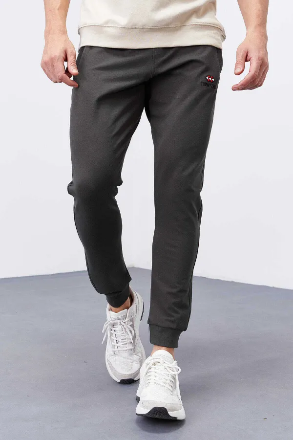 Tommylife Toptan Haki Fermuar Cepli Dar Kalıp Jogger Erkek Eşofman Alt - 84343