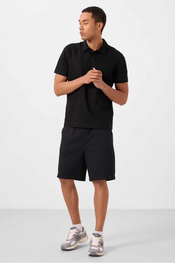 Short chino extensible léger, coupe standard, tissé, Tommylife Wholesale, noir, référence 81293