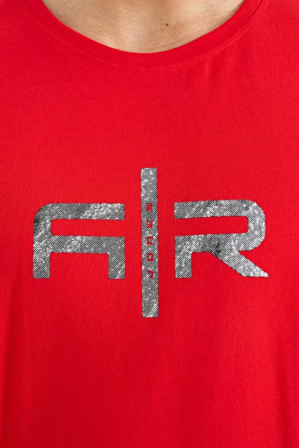 T-shirt homme Tommylife Wholesale Boris, col rond, coupe standard, imprimé, rouge, référence 88206