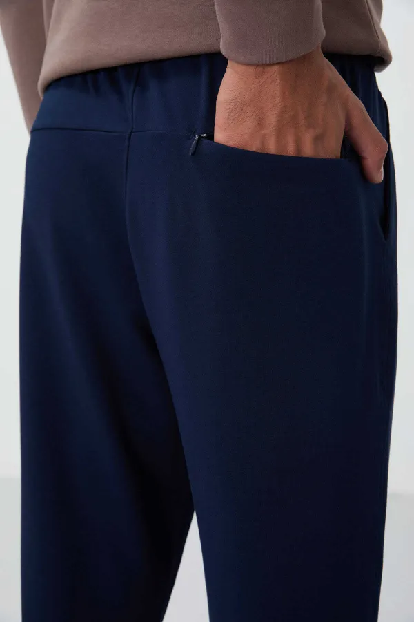 Pantalon de survêtement Tommylife Wholesale Indigo pour homme, avec cordon de serrage, poches, coupe standard, jambe classique - 84682