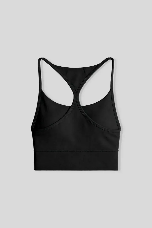 Tommylife Toptan Siyah Standart Fit Baskılı Sırt Detaylı Kadın Spor Büstiyer - 97300