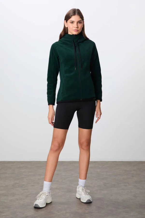 Tommylife Wholesale Hooded Standard Fit Zip-Up Women's Fleece Sweatshirt 97287 Pine Green