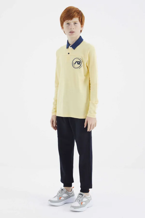 Tommylife Wholesale Waiter Size Polo Collar Standard Fit Basic Boys' Sweatshirt 11172 Yellow