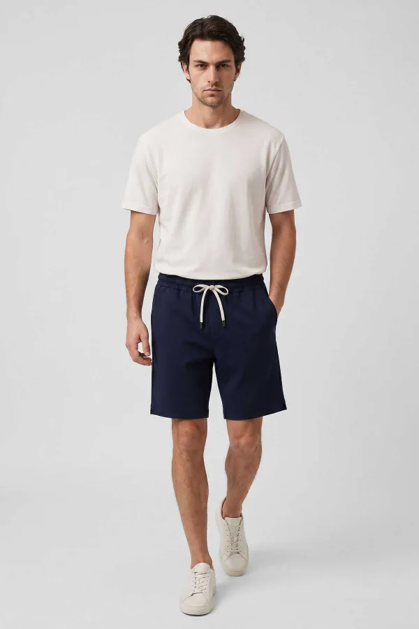 Short basique Tommylife pour homme, coupe standard, bleu marine, avec poches arrière - 88314