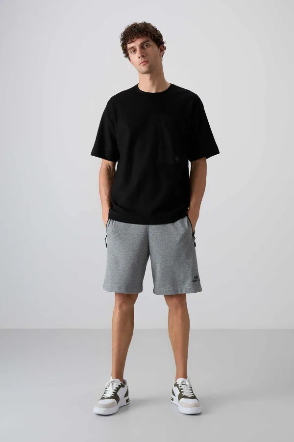 Tommylife Toptan O Yaka Oversize Basic Erkek T-Shirt 88341 Siyah
