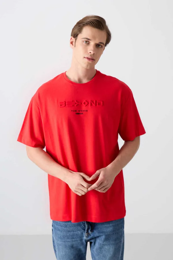 Tommylife Toptan O Yaka Oversize Baskılı Erkek T-Shirt 88328 Fiesta
