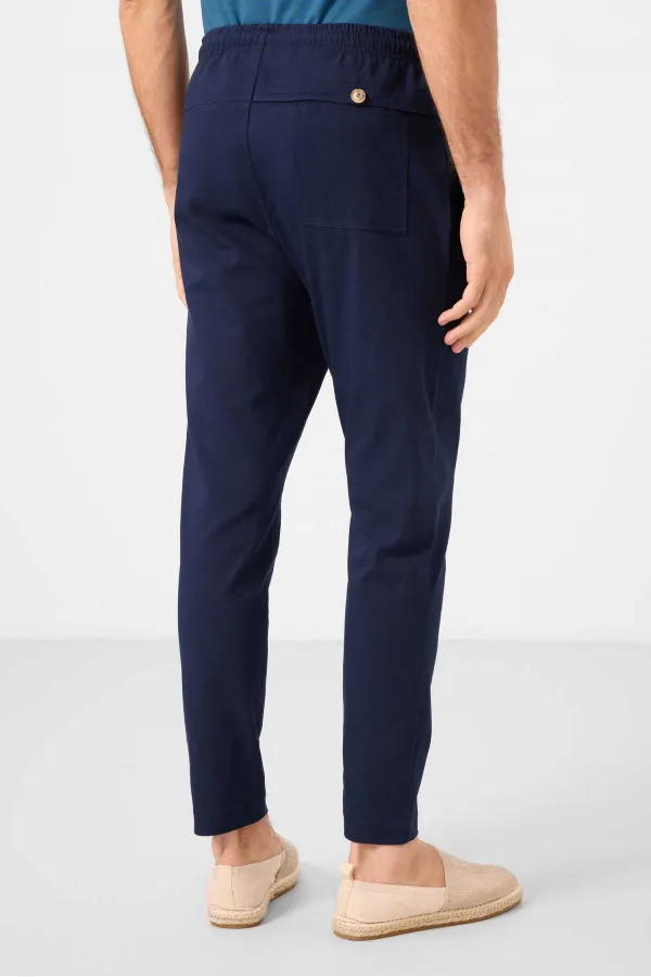 Pantalon chino extensible léger, coupe standard, tissé, Tommylife Wholesale, bleu marine, référence 82179