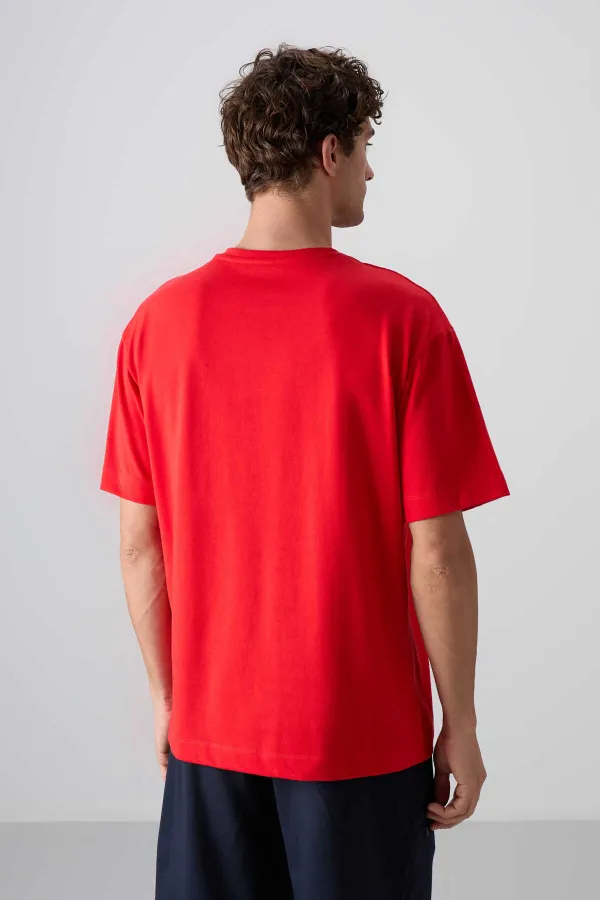 Tommylife Wholesale Crew Neck Oversize Printed Men's T-Shirt 88333 Fiesta