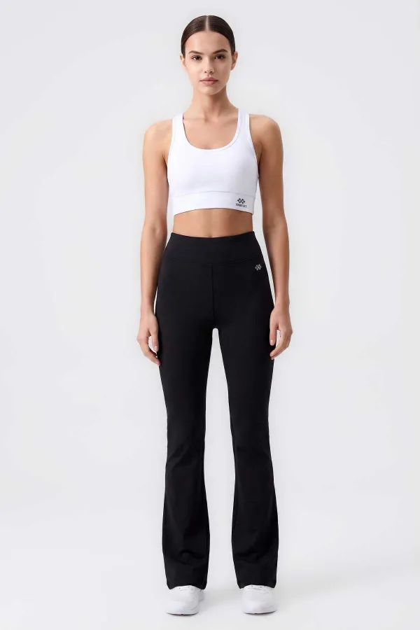 Leggings de sport évasés pour femmes Tommylife, noirs, souples et taille haute, en vente en gros - 94686 Leggings de sport évasés pour femmes Tommylife, noirs, souples et taille haute, en vente en gros - 94686