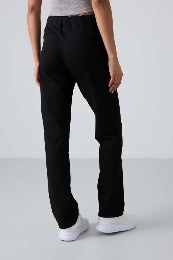 Bas de survêtement Tommylife noir avec poche zippée, coupe confortable, coupe classique, pour femme - 94195