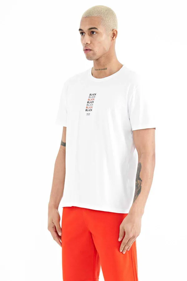 T-shirt homme Tommylife Wholesale Tylor, col rond, coupe standard, imprimé, blanc, référence 88227