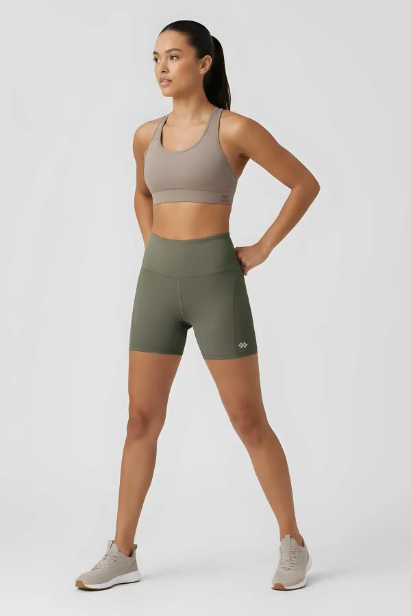 Leggings courts motardes taille haute coupe slim kaki pour femmes Tommlife Wholesale - 91017