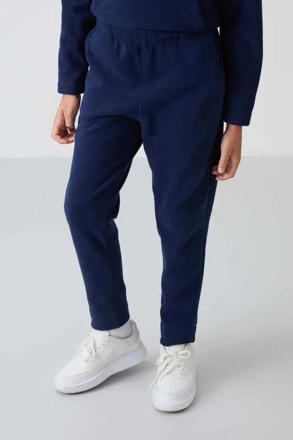 Ensemble de survêtement en polaire à col montant Tommylife Wholesale Serverer Boy, bleu marine, référence 11218