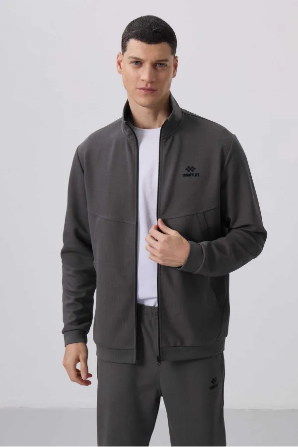 Tommylife Toptan Yüzeyi Dokulu Rahat Form Erkek Eşofman Takım 85273 Koyu Gri