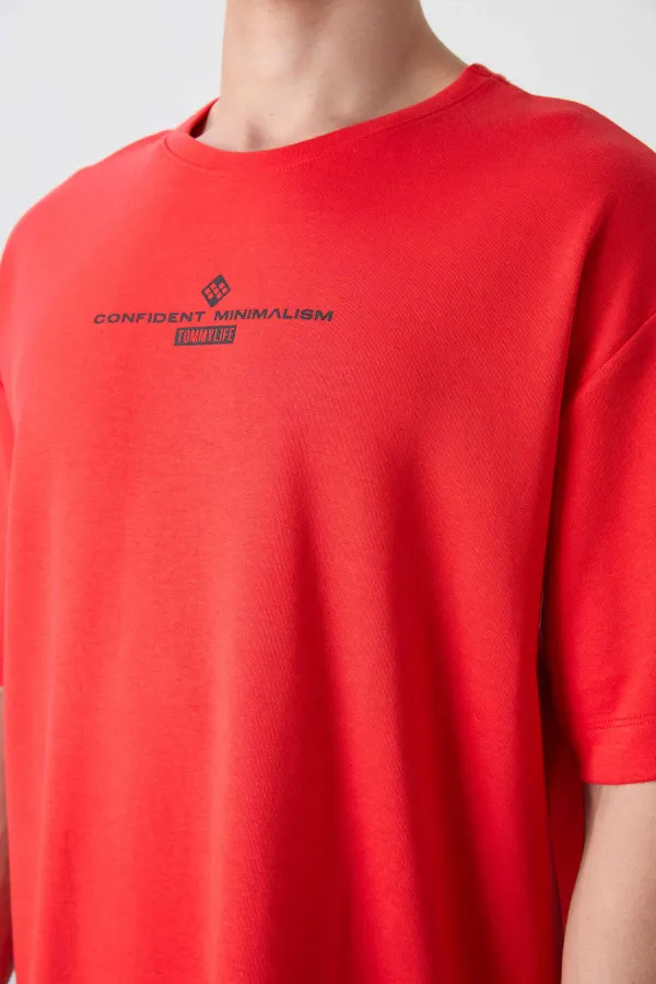 Tommylife Wholesale Crew Neck Oversize Printed Men's T-Shirt 88321 Fiesta