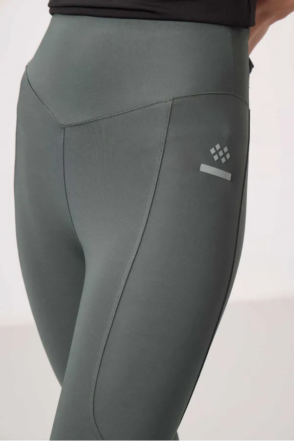 Leggings de performance extensibles en polyester Tommylife Wholesale pour femmes - 94666 Kaki