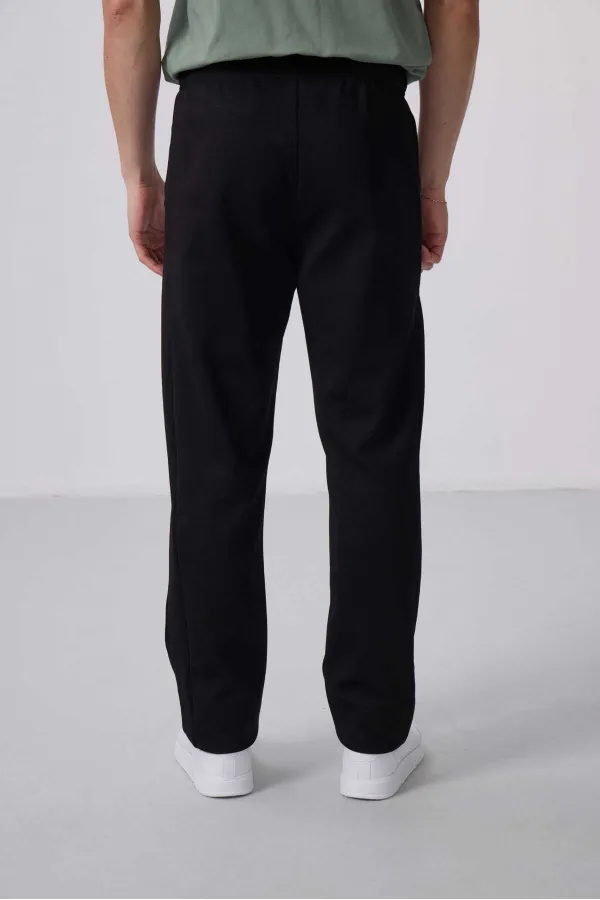 Pantalon Palazzo texturé coupe standard pour homme Tommylife en gros 82171 Noir