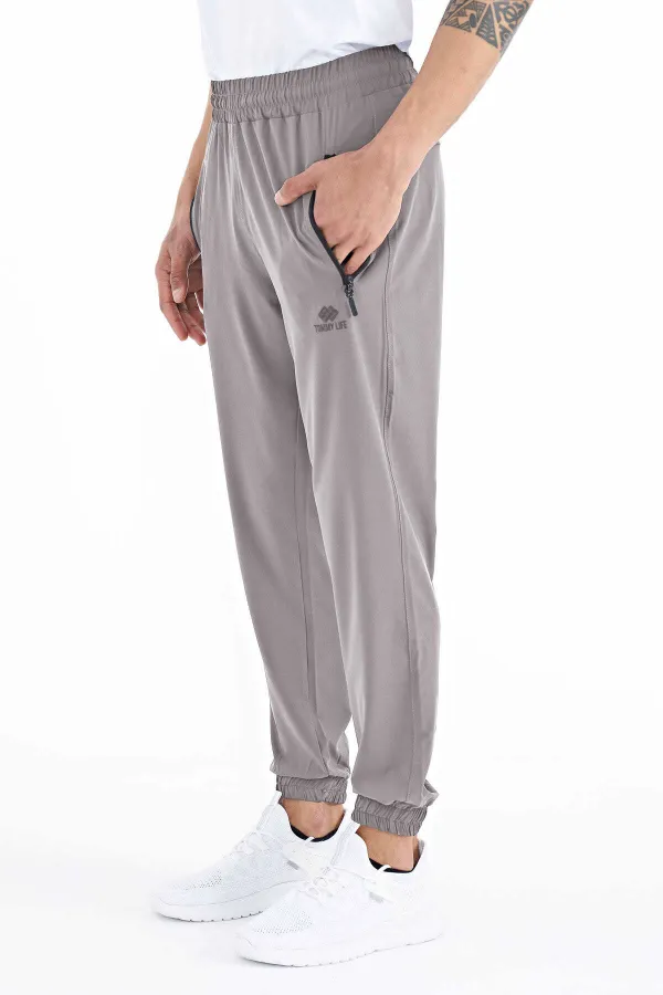 Pantalon de survêtement basique pour homme Tommylife Wholesale avec poches, cordon de serrage, coupe confortable et ourlet élastiqué - 84826