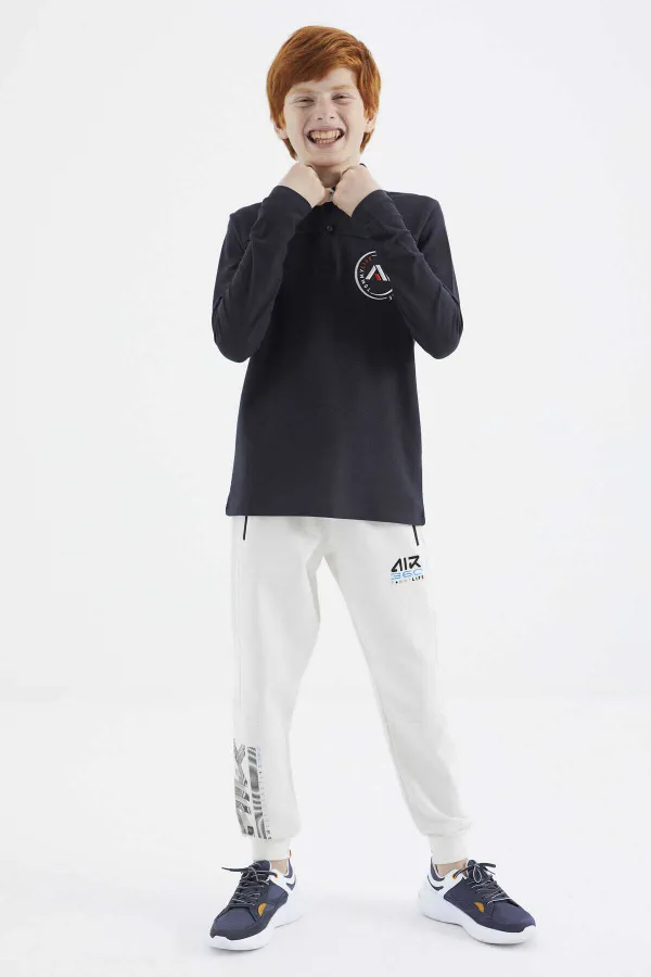 Sweat-shirt basique Tommylife pour garçon, taille serveur, col polo, coupe standard, bleu marine, référence 11172