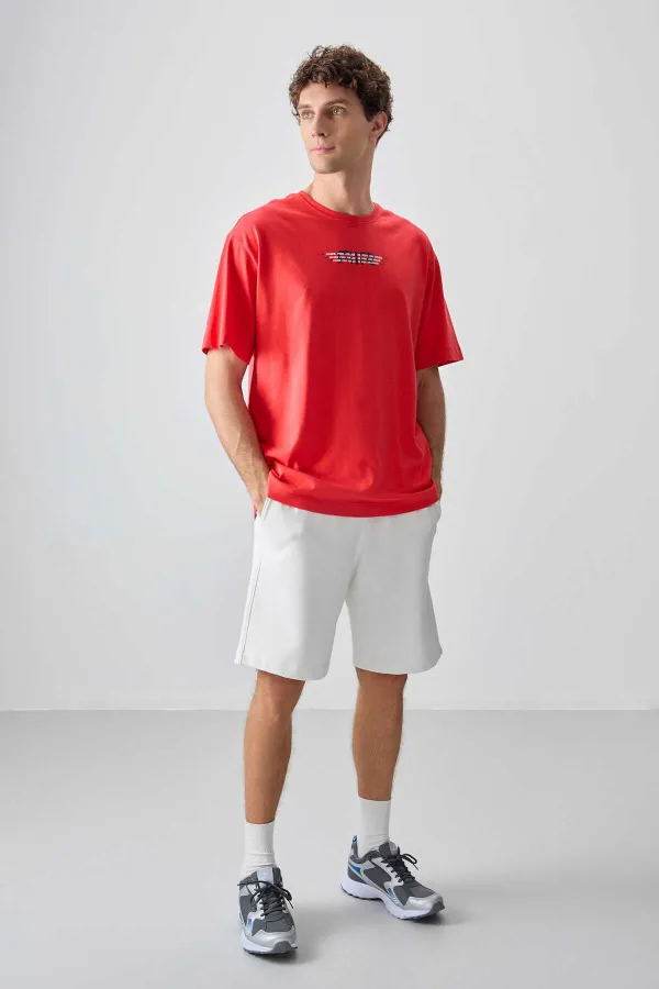 Tommylife Wholesale Crew Neck Oversize Printed Men's T-Shirt 88356 Fiesta