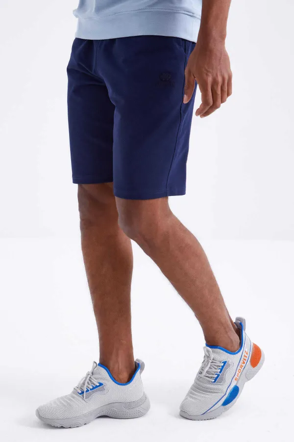 Tommylife Toptan İndigo Bağcıklı Standart Kalıp Basic Erkek Şort - 81212