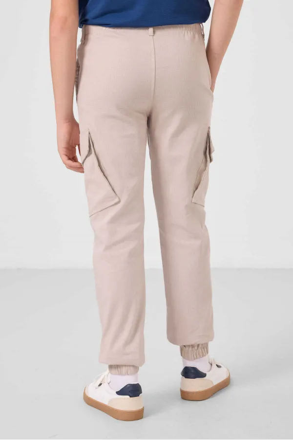 Tommylife Wholesale Standard Fit Woven Lightweight Stretch Chino Boys' Trousers 11271 Stone